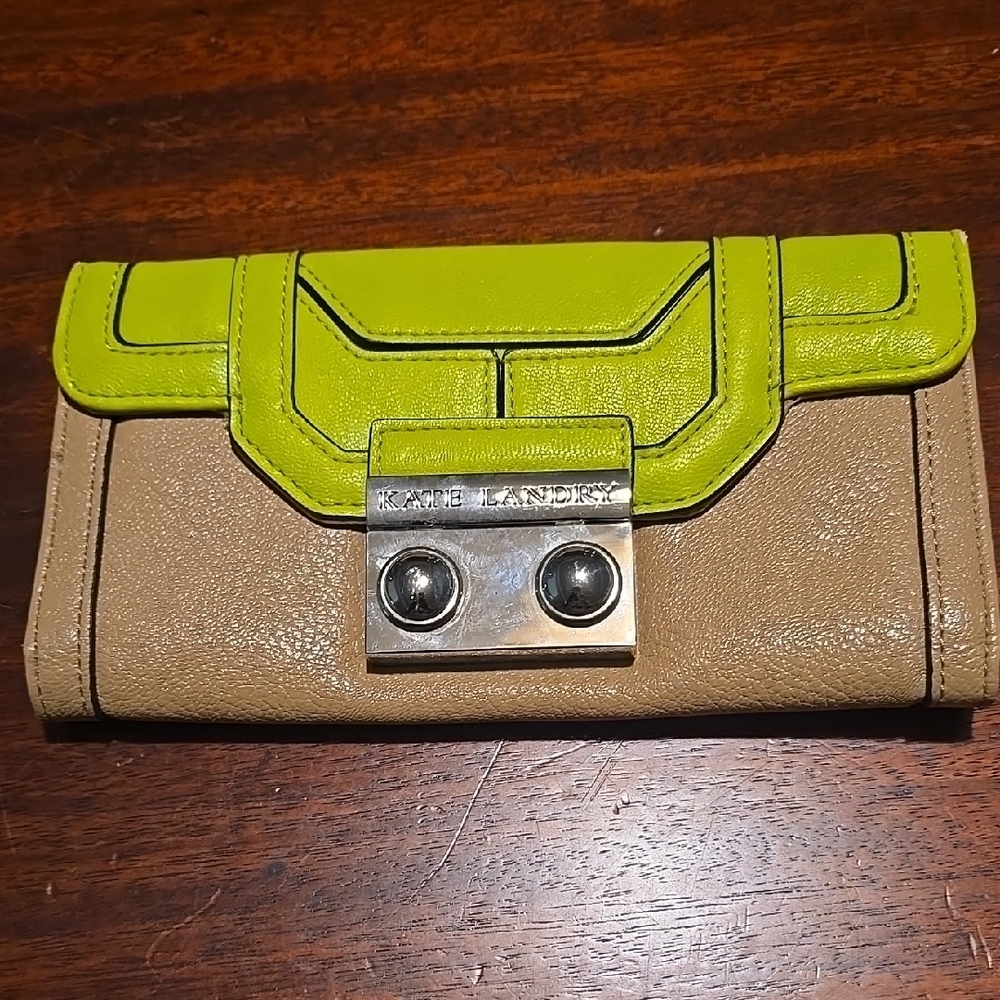Kate Landry Lime and Beige Wallet